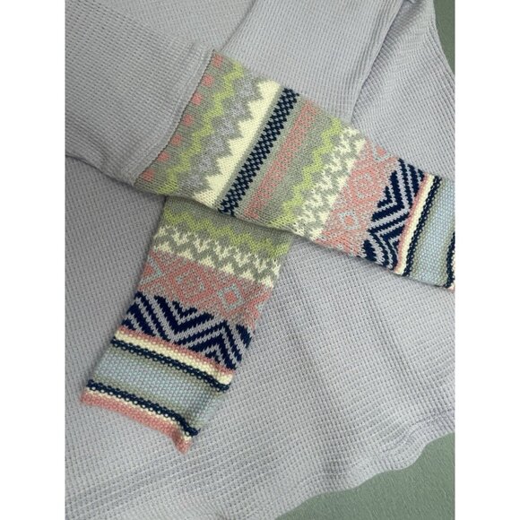 Beach Lunch Lounge Lavender Waffle Knit Thermal Long Sleeve Tee Size Medium - Picture 13 of 16